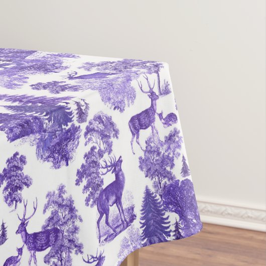 Elegant Vintage Periwinkle Blue French Toile Deer Tafelkleed (Voorbeeld)