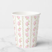 Elegant Vintage Pink Floral Papieren Bekers (Achterkant)