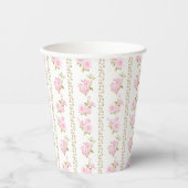 Elegant Vintage Pink Floral Papieren Bekers (Voorkant)