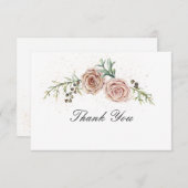 Elegant Vintage Pink Roses Greenery Wedding Bedankkaart (Voorkant / Achterkant)