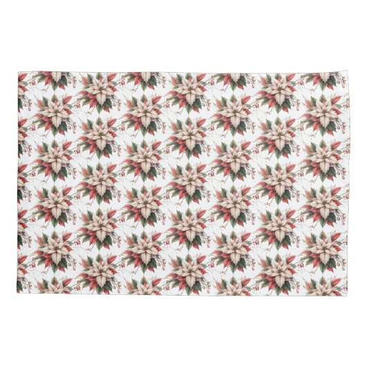 Elegant Vintage Poinsettia Winter Kussensloop (Achterkant)