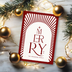 Elegant Vintage Prettig Kerstmis Rood en Wit Feestdagenkaart