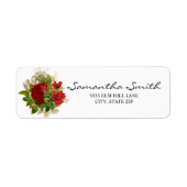 Elegant Vintage Red Roses Script Etiket (Voorkant)