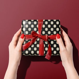 Elegant Vintage Retro Black en White Polka Dot. Cadeaupapier