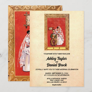 Elegant Vintage Retro Rustic Comic Book Wedding Kaart