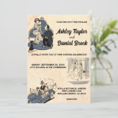 Elegant Vintage Retro Stylish Old Rustic Wedding Kaart (Staand voorkant)