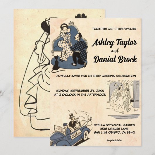 Elegant Vintage Retro Stylish Old Rustic Wedding Kaart (Voorkant / Achterkant)