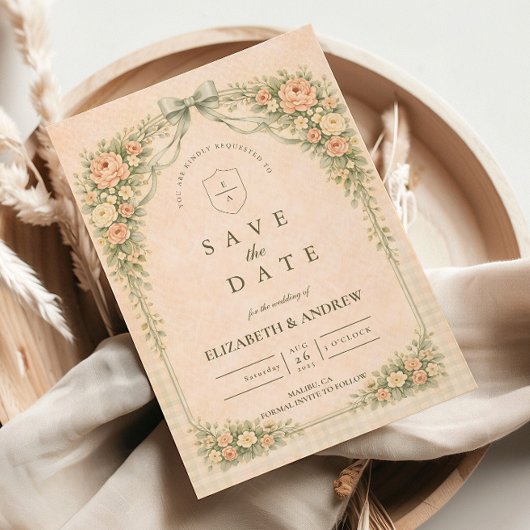 Elegant Vintage Rose Arch Wedding Save The Date
