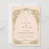 Elegant Vintage Rose Arch Wedding Save The Date (Voorkant)