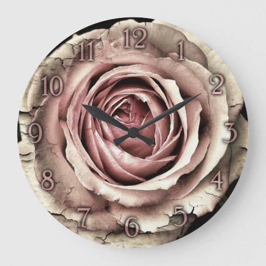 Elegant vintage rose wall clock grote klok (Voorkant)