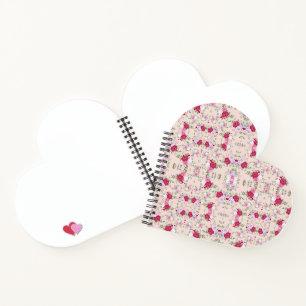 Elegant Vintage Roze & Bourgondische Bloemmotief Notitieboek