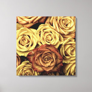 Elegant Vintage Rozen gedroogd, Victoriaans Canvas Afdruk