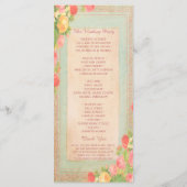 Elegant Vintage Rozen Huwelijksprogramma Programmakaart (Achterkant)
