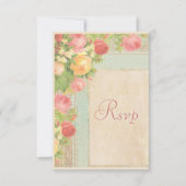 Elegant Vintage Rozen Wedding RSVP (Voorkant)