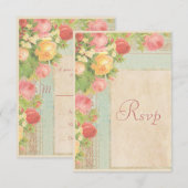 Elegant Vintage Rozen Wedding RSVP (Voorkant / Achterkant)