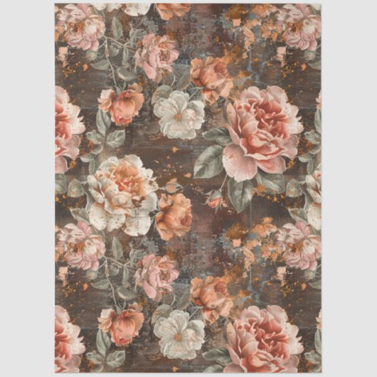 Elegant Vintage Rustic Country  Florals Decoupage  Tissuepapier (Voorkant)