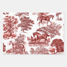 Elegant Vintage Rustic Horses Land Toile Inpakpapier Vel