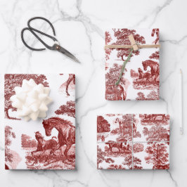 Elegant Vintage Rustic Horses Land Toile Inpakpapier Vel