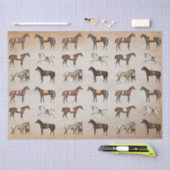 Elegant Vintage Saddled Horses on Beige Tissuepapier (Craft)