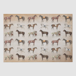 Elegant Vintage Saddled Horses on Beige Tissuepapier