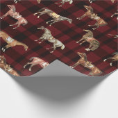 Elegant Vintage Saddled Horses Red Plaid Cadeaupapier (Hoek)