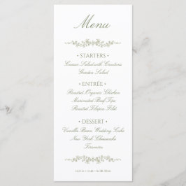 Elegant Vintage Sage Green French Floral Wedding Menu