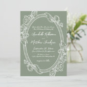 Elegant Vintage Sage Green Wedding Kaart (Staand voorkant)