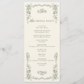 Elegant Vintage Salie Groene Huwelijksprogramma Programmakaart (Achterkant)