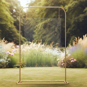 Elegant vintage sepia trouw welkom acrylic bord