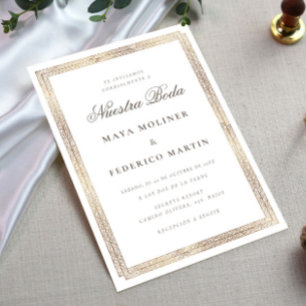 Elegant Vintage Sieraad Goud Nuestra Boda Trouwen Kaart