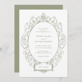 Elegant Vintage Sieraden Bloem Blad Frame Bruiloft Kaart