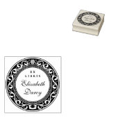 Elegant Vintage Sierlijk Rond Ex Libris Boek Rubberstempel (Gestempeld)