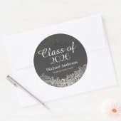 Elegant Vintage Silver Damask-klasse Afstuderen Ronde Sticker (Envelop)