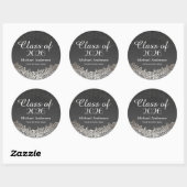 Elegant Vintage Silver Damask-klasse Afstuderen Ronde Sticker (Vel)