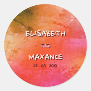 Elegant Vintage Skateboard Bruiloft terracotta Ronde Sticker