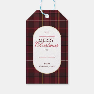 Elegant vintage Tartan Plaid Christmas gift tag Cadeaulabel
