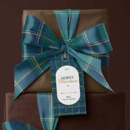 Elegant vintage Tartan Plaid Christmas gift tag Cadeaulabel