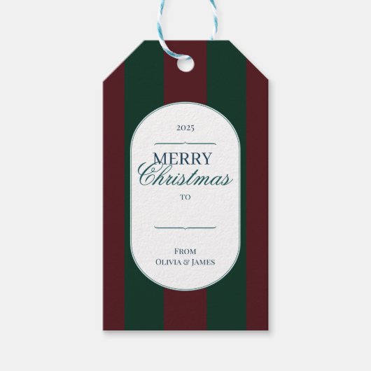 Elegant vintage Tartan Plaid Christmas gift tag Cadeaulabel (Voorkant)