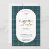 Elegant vintage Tartan Plaid Christmas Invitation Kaart (Voorkant)