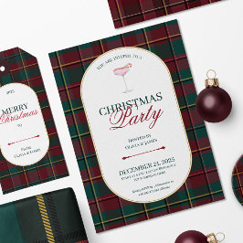 Elegant vintage Tartan Plaid Christmas Invitation Kaart