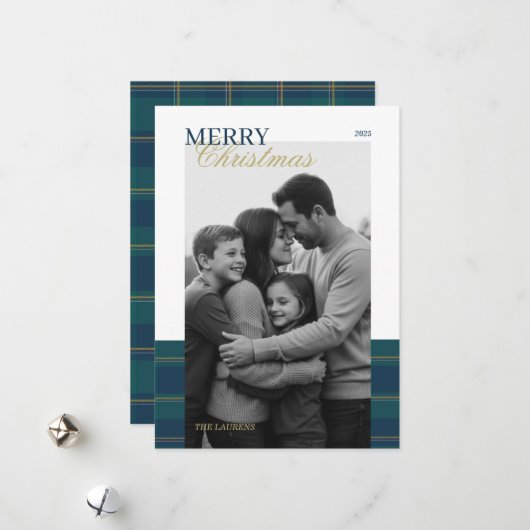 Elegant vintage Tartan Plaid Holiday Card Feestdagenkaart (Voorkant / Achterkant in situ)