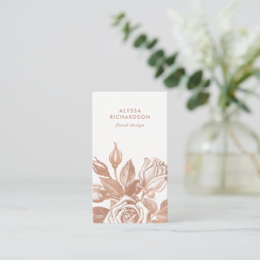 Elegant Vintage Tea Rozen Visitekaartje (Staand voorkant)