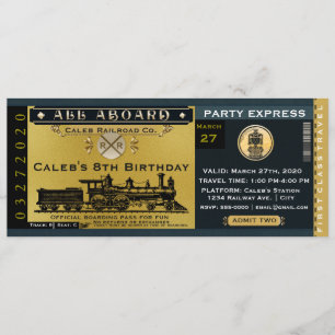Elegant Vintage Travel Ticket Invitation Kaart