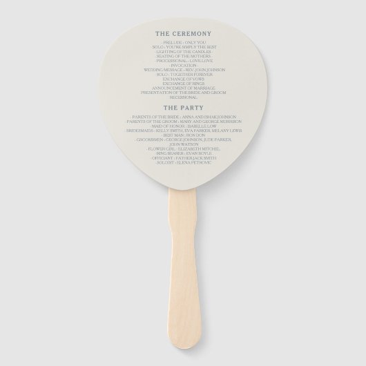 Elegant Vintage Trouwprogramma Handwaaier (Achterkant)