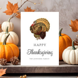 Elegant Vintage Turkije Friendsgiving Diner Kaart
