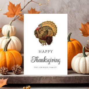 Elegant Vintage Turkije Friendsgiving Diner Kaart