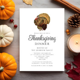 Elegant Vintage Turkije Thanksgiving-diner Kaart
