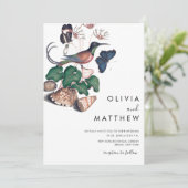 Elegant vintage vogel botanische bruiloft kaart (Staand voorkant)