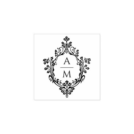 Elegant Vintage Wapenschild Bruiloftsmonogram 2 Be Rubberstempel (Afrduk)
