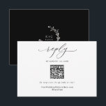 Elegant Vintage Weddenschap QR Eenvoudige Code RSVP Kaartje<br><div class="desc">Maak een blijvende indruk op je gasten met onze geavanceerde RSVP-kaart. Met een klassiek tekstontwerp en een simpele moderne look is deze kaart een perfecte aanvulling op uw bruiloft. Elke kaart is gedrukt op papier van uitstekende kwaliteit en is aangepast aan uw persoonlijke tekst, zodat deze een kolossale koker wordt...</div>